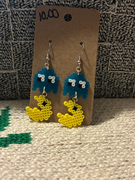 Blue Pac man Earrings